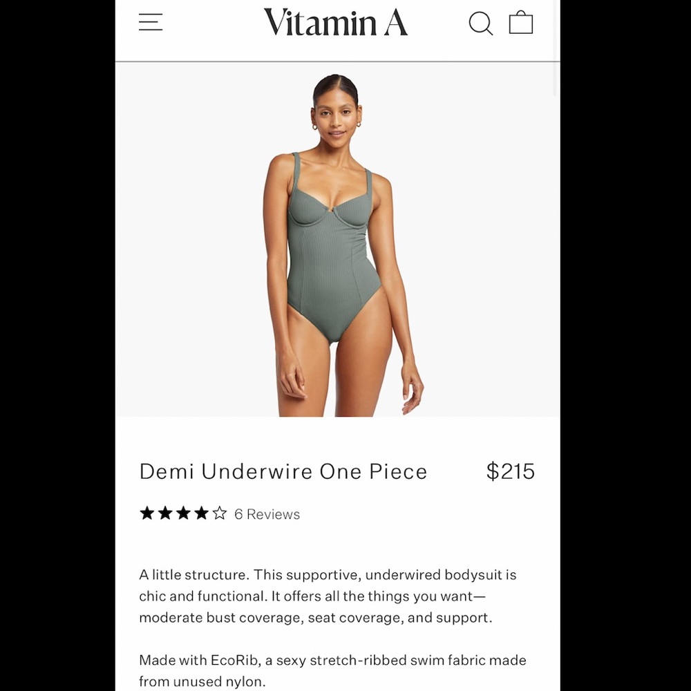Vitamin A Demi One Piece 10/L Sea Green NWT